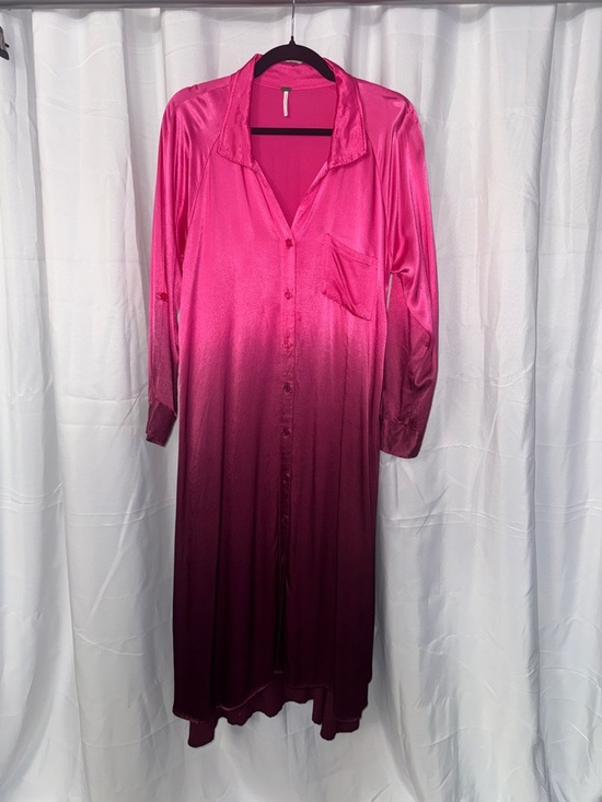 YFB Dresses & Skirts - Long Sleeve Ombre Pink to Burgundy Shirt Dress